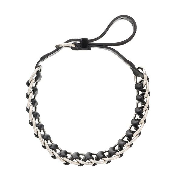 MIU MIU Other - Miu Miu Black/Silver Leather Woven Silver Chain Choker Necklace-One Size